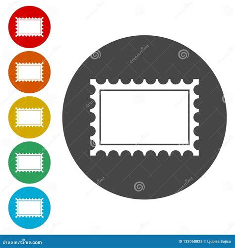 Set Of A Postage Stamps Icons On White Stock Vector Illustration Of