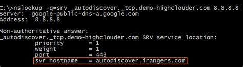Autodiscover How To Check Srv Record Using Nslookup Highclouder