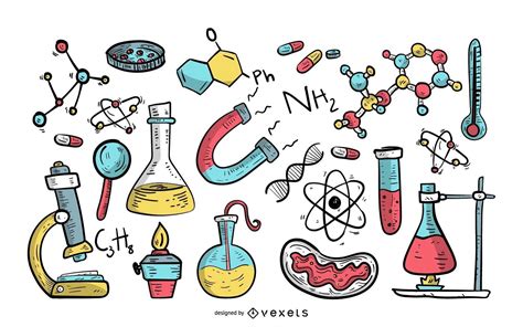 Science Elements Hand Drawn Style Illustration Vector Download