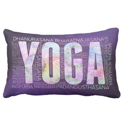 Send me a free sample. Yoga Asanas Word Art on Purple Lumbar Pillow - pattern ...