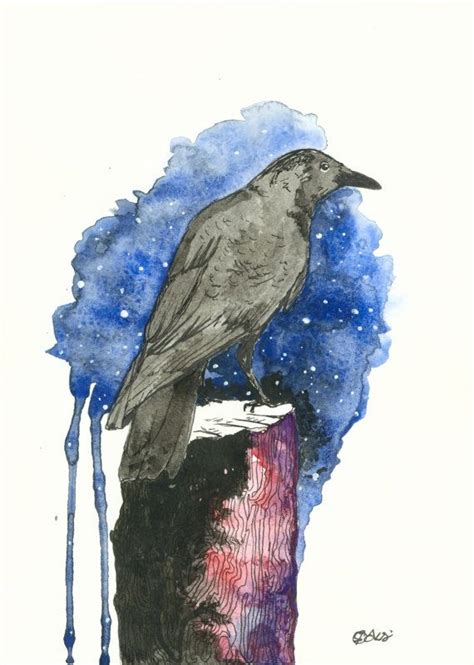 Watercolor Crow Print Of Original 9x13 On Etsy 2300 Bird Art Print