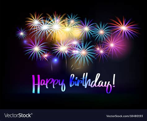 Happy Birthday Fireworks Greeting Card Royalty Free Vector