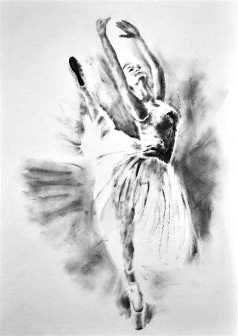 Ethereal Black And White Ballerina Poster 1 By Diana Van Painting By