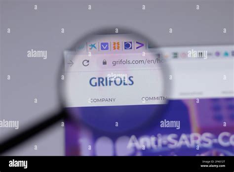 New York, USA - 18 March 2021: Grifols company logo icon on website