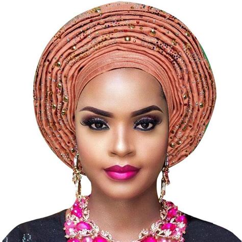 Buy African Aso Oke Headtie Gele Nigerian Auto Gele Headtie Women Head Wrap