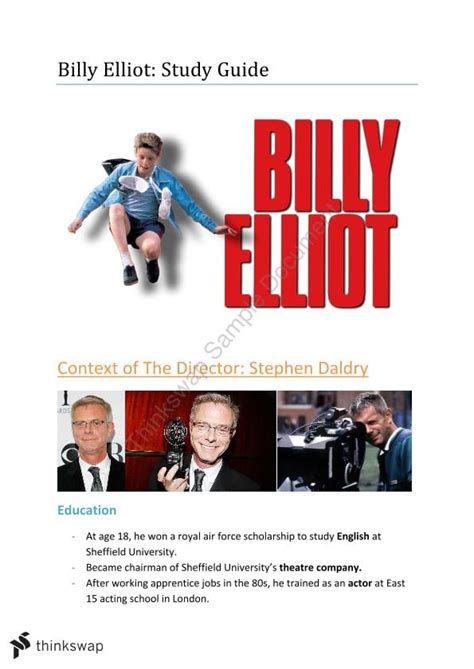 Billy Elliot Study Guide English Standard Year 12 Hsc Thinkswap