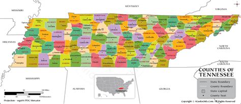 A Map Of The State Of Tennessee With All States And Their Respective