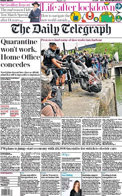 The Daily Telegraph Uk Front Page For 8 June 2020 Paperboy Online