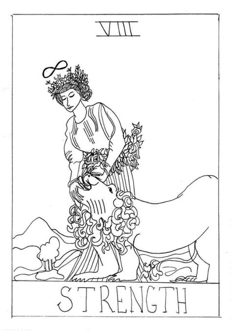 Strength Tarot Card Ink Drawing By Donnasroom On Etsy