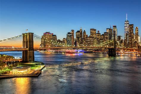 Brooklyn Bridge And Manhattan Skyline New York Usa Photograph By