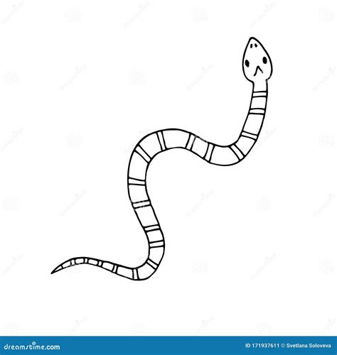 Vector Hand Drawn Doodle Sketch Coral Aspid Snake Stock Illustration
