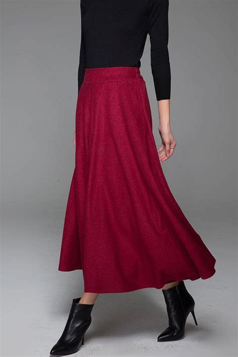 long maxi wool skirt vintage 1950s elastic waist wool skirt etsy wine red skirt vintage