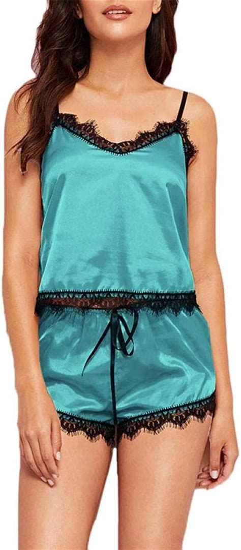 Women S Lingerie Sets Sexy Lingerie Bra Set Women S Lace Sling Satin Sleepwear Blue Xxl Amazon