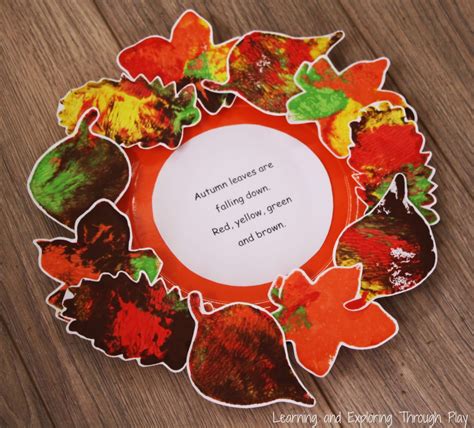 Learning And Exploring Through Play Leaf Wreath Poem Autumn Craft