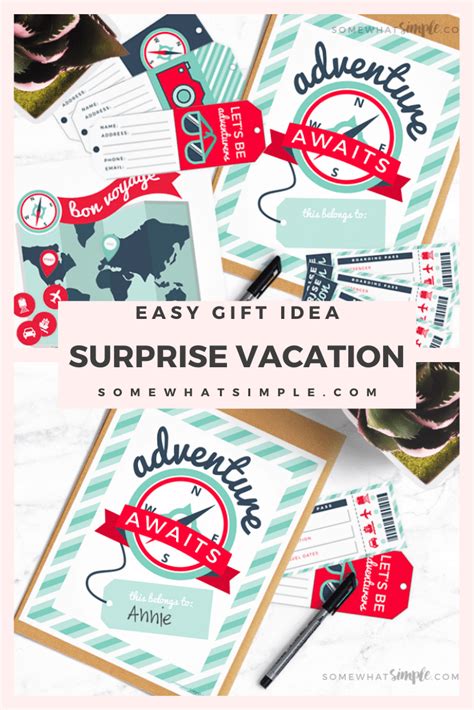 Surprise Vacation Reveal Printables T Idea Somewhat Simple