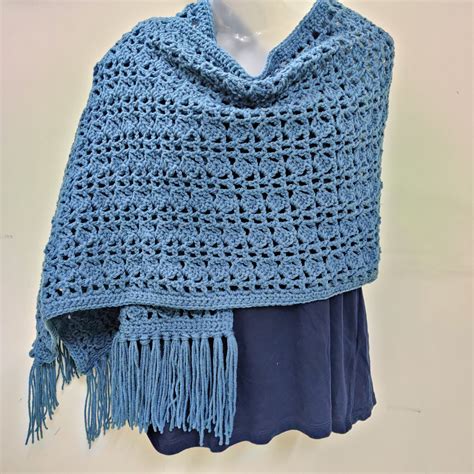 Easy Crochet Pocket Shawl Pattern For Beginner Womens Wrap Or Etsy