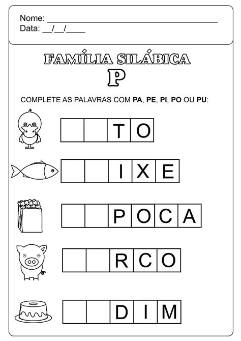 Atividades Letra P Cursiva