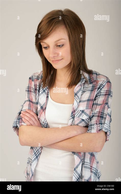 Teenage Girl With Her Arms Crossed Stock Photo Alamy