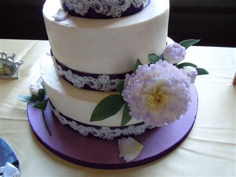 Gone are the days of nothing but fruitcake; Wedding Cake With Peonies - CakeCentral.com