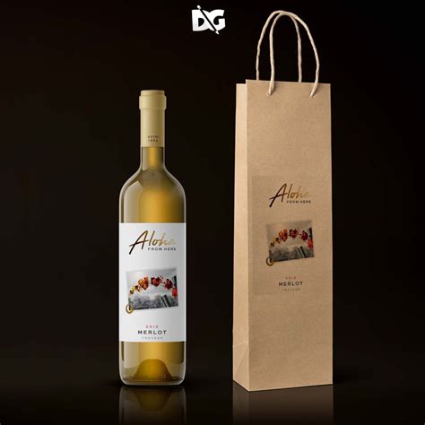 Wine Bottle Packaging Label Mockup