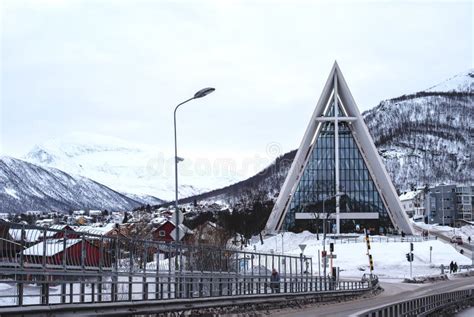 Arctic Cathedral Church In Tromso Northern Norway At Winter Day