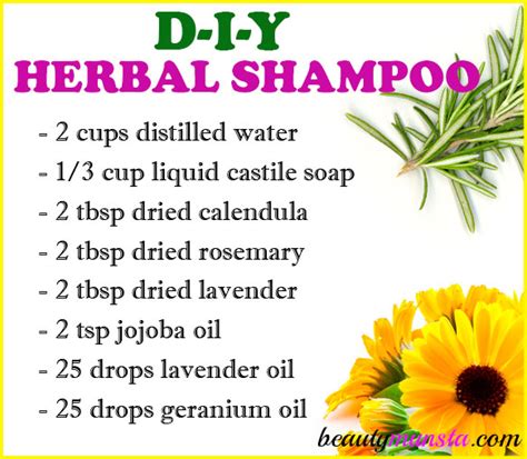 A healthy, lively recipe, silicone shampoo helps calming shampoo (for dry scalp): DIY Herbal Shampoo Recipe for Healthy Hair - beautymunsta