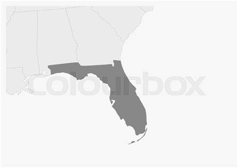 Map Of Usa With Highlighted Florida State Map Stock Vector Colourbox