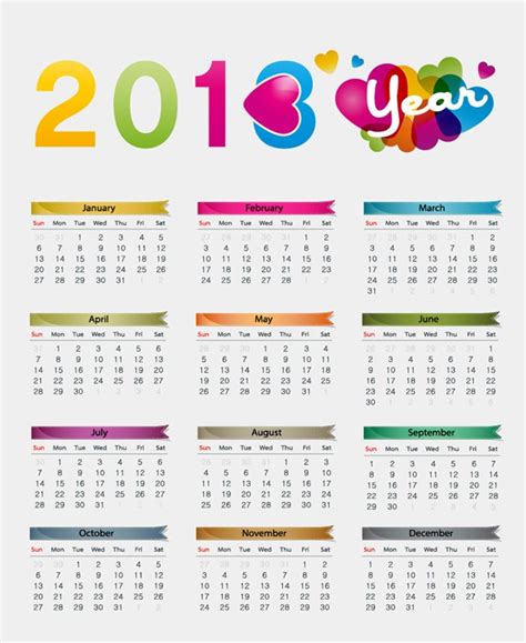 Colorful 2013 Calendar Vector Illustration Free Vector Graphics All