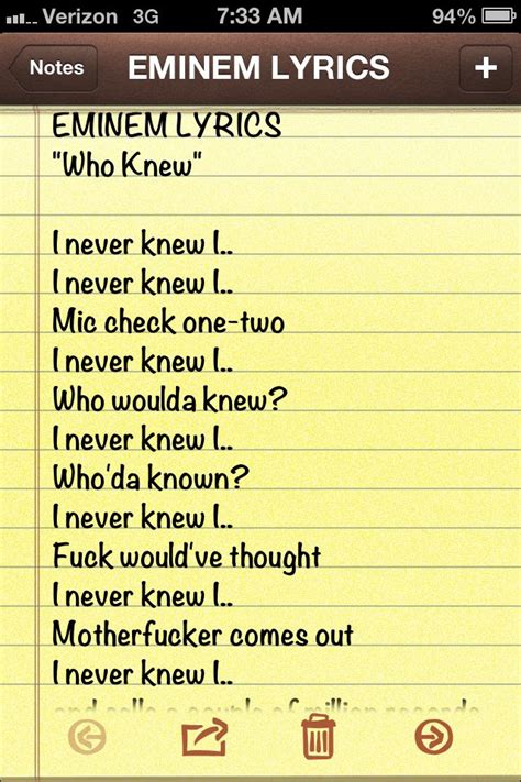 Eminem Lyrics To Who Knew Eminem Lyrics Lyrics Eminem
