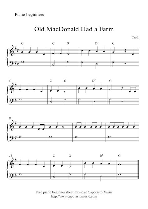 Download this printable piano music now. Free Sheet Music Scores: Free easy beginner piano sheet music - Old MacDonald Had a Farm | curso ...