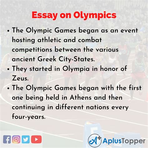 Essay On Olympics Olympics Essay For Students And Children In English