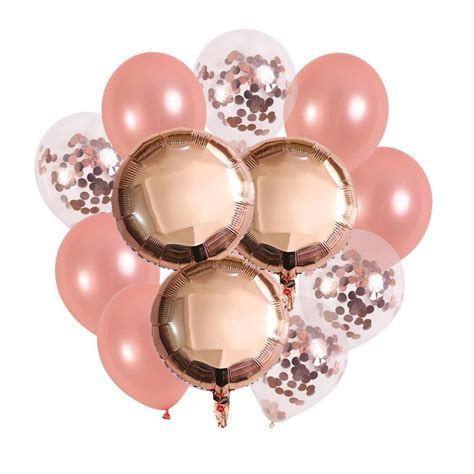 12inch Rose Gold Confetti Latex Balloon Bouquet With 18inch Round Foil