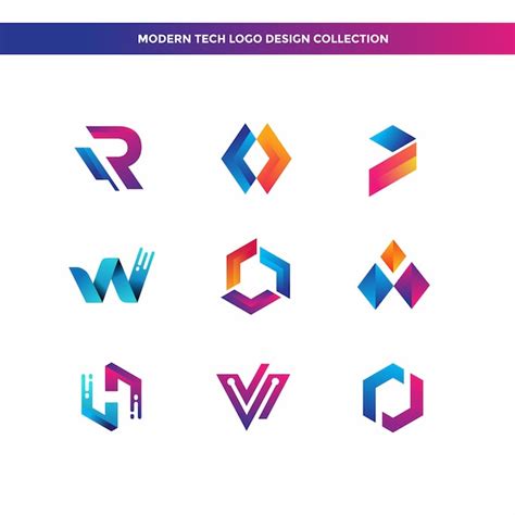 Premium Vector Modern Tech Logo Design Collection