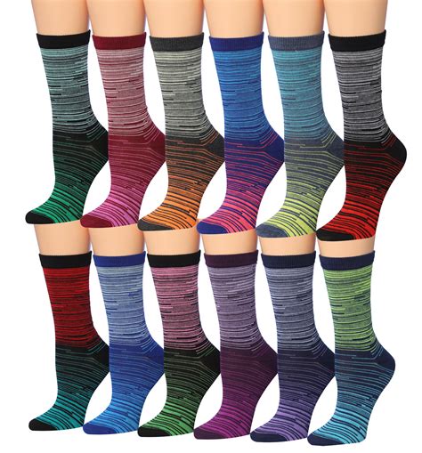Colorfut Womens 12 Pairs Colorful Patterned Crew Socks Wc91 Ab