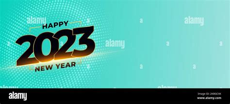 2023 New Year Greeting Banner With Halftone Effect Vector Stock Vector