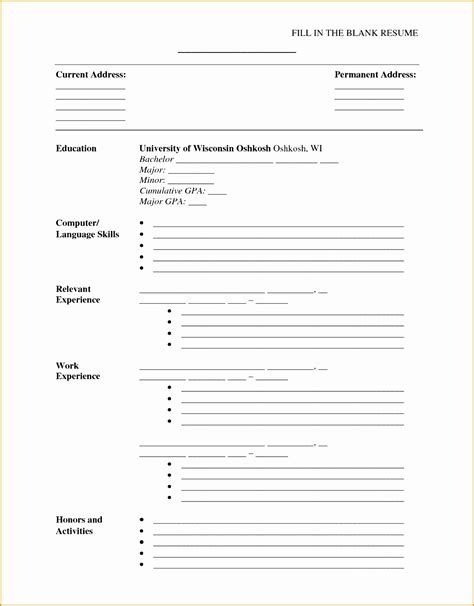 Commision new instruments and maintain the existing ones in working order. 5 Curriculum Vitae Blank form | Free Samples , Examples ...