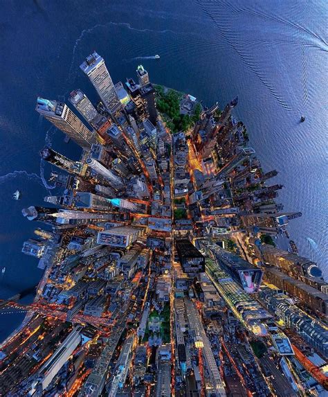 Aerial Night View Manhattan New York Photo By Lensaloft New York