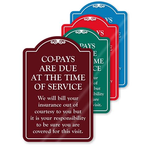 Copay Signs Co Pay Signs And Co Payment Signs