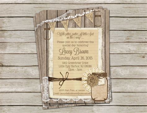 Rustic Burlap And Lace Baby Shower Invitation Gender Neutral Mason