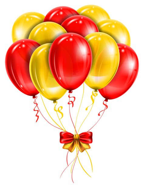 Красно желтые воздушные шарики ПНГ на Прозрачном Фоне Скачать Png