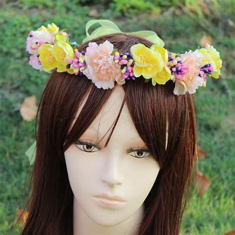 Hippie Love Flower Garland Crown Valentine Wedding Hair Wreath Boho