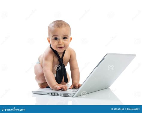 Baby And Computer Stock Photo Image 56551465