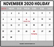 Free Printable November 2020 Calendar Template in PDF, Excel Word