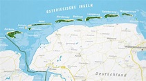 North Sea – Map of the Frisian Islands - Marmota Maps