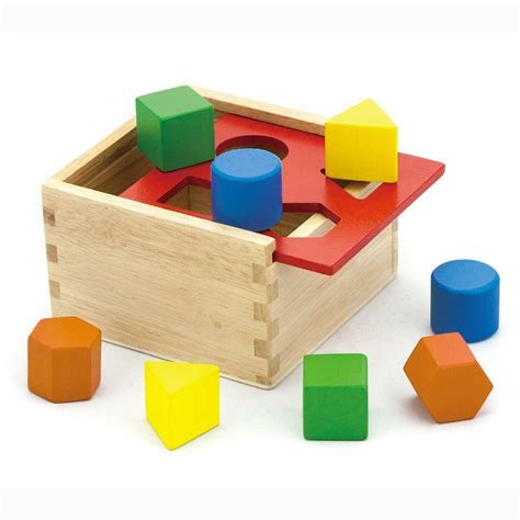 Childrens Wooden Shape Sorter Sorting Blocks Box Kids Wood