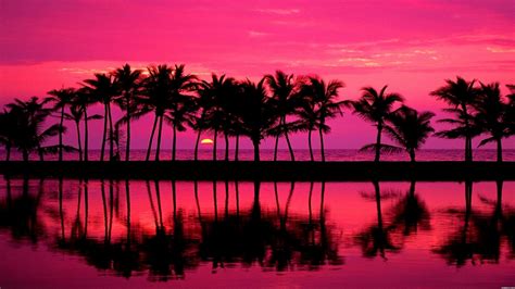 Beautiful Pink Beach Sunset 1920x1080 Wallpaper