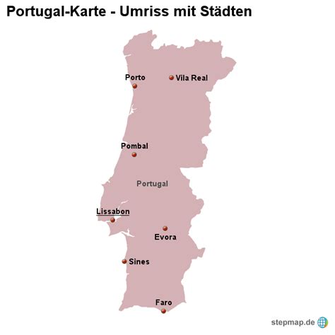 Detaillierte karten von spanien in höher auflosung. StepMap - Landkarte Portugal (Umriss mit Städten ...