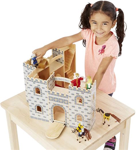 Melissa And Doug Fold And Go Wooden Castle 9 Wooden Play Items Age 3ite