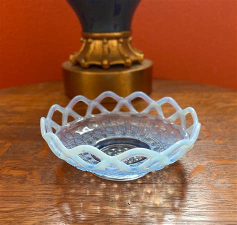 Vintage Imperial Glass Katy Blue Opalescent Glass Bowl Etsy