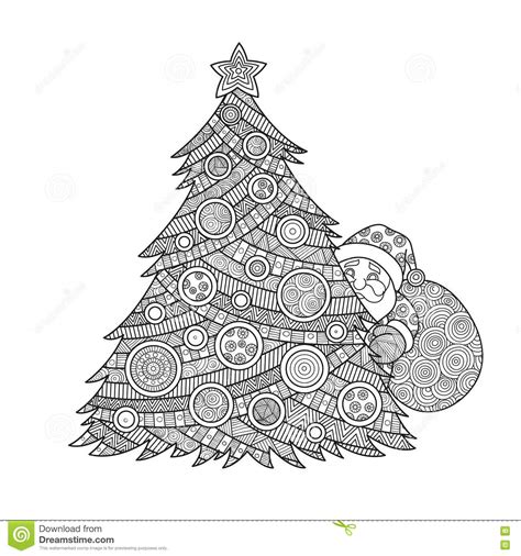 Find the differences visual puzzle and coloring page with christmas tree ornaments and merry christmas and happy new year tree decoration coloring page for kids and. Coloring For Adults Christmas Tree Stock Illustration - Illustration of happy, ball: 80577723